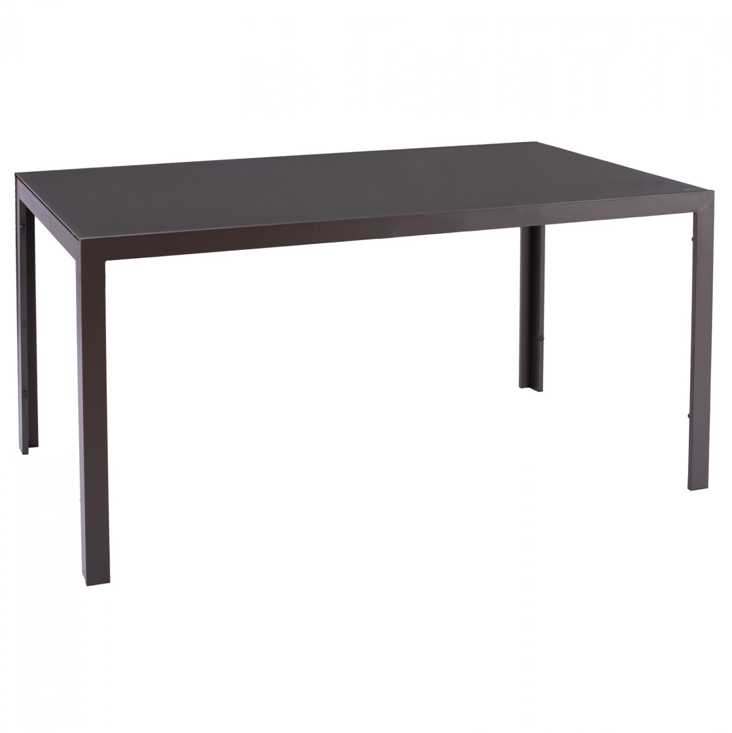 METALLIC TABLE IN BROWN WITH BROWN GLASS 150X90X75cm HM5767.02 image 1