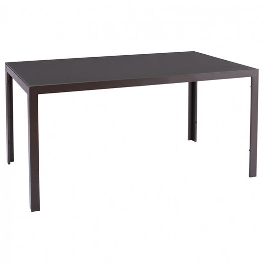 METALLIC TABLE IN BROWN WITH BROWN GLASS 150X90X75cm HM5767.02 image 1