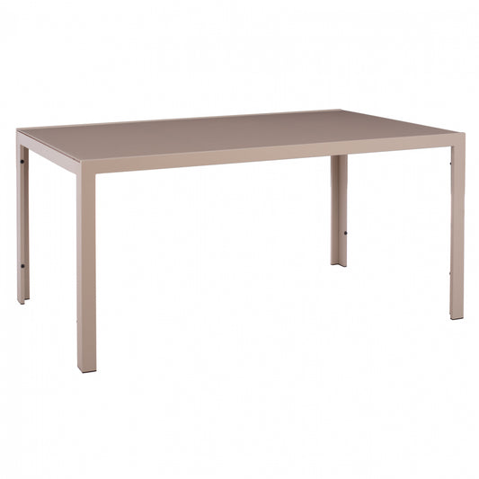 METALLIC RECTANGULAR TABLE IN CAPPUCCINO WITH GLASS 150X90Χ75cm. HM5767.04 image 1