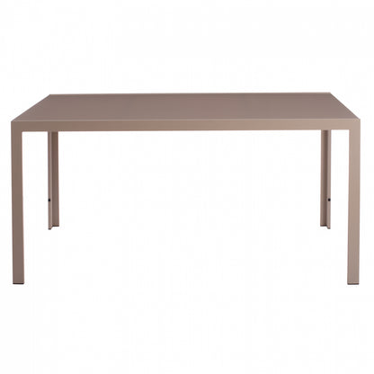 METALLIC RECTANGULAR TABLE IN CAPPUCCINO WITH GLASS 150X90Χ75cm. HM5767.04