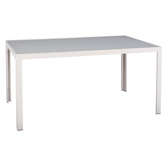 METALLIC TABLE ICE WHITE WITH GLASS HM5767.03 150X90Χ75cm. image 1