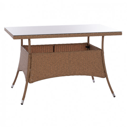 ΤΡΑΠΕΖΙ ΜΕΤΑΛΛΙΚΟ MILITARY RATTAN ΜΠΕΖ ΚΑΦΕ HM5141.32 120x70x75Υ εκ. image 1
