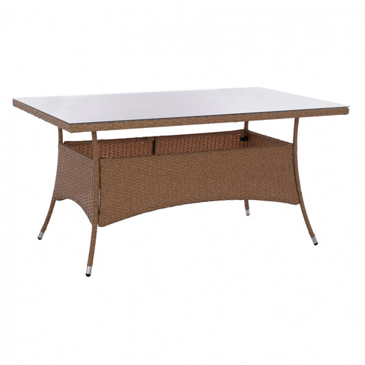 ΤΡΑΠΕΖΙ ΜΕΤΑΛΛΙΚΟ MINSK RATTAN ΜΠΕΖ ΚΑΦΕ HM5507.02 150x90x75 εκ. image 1