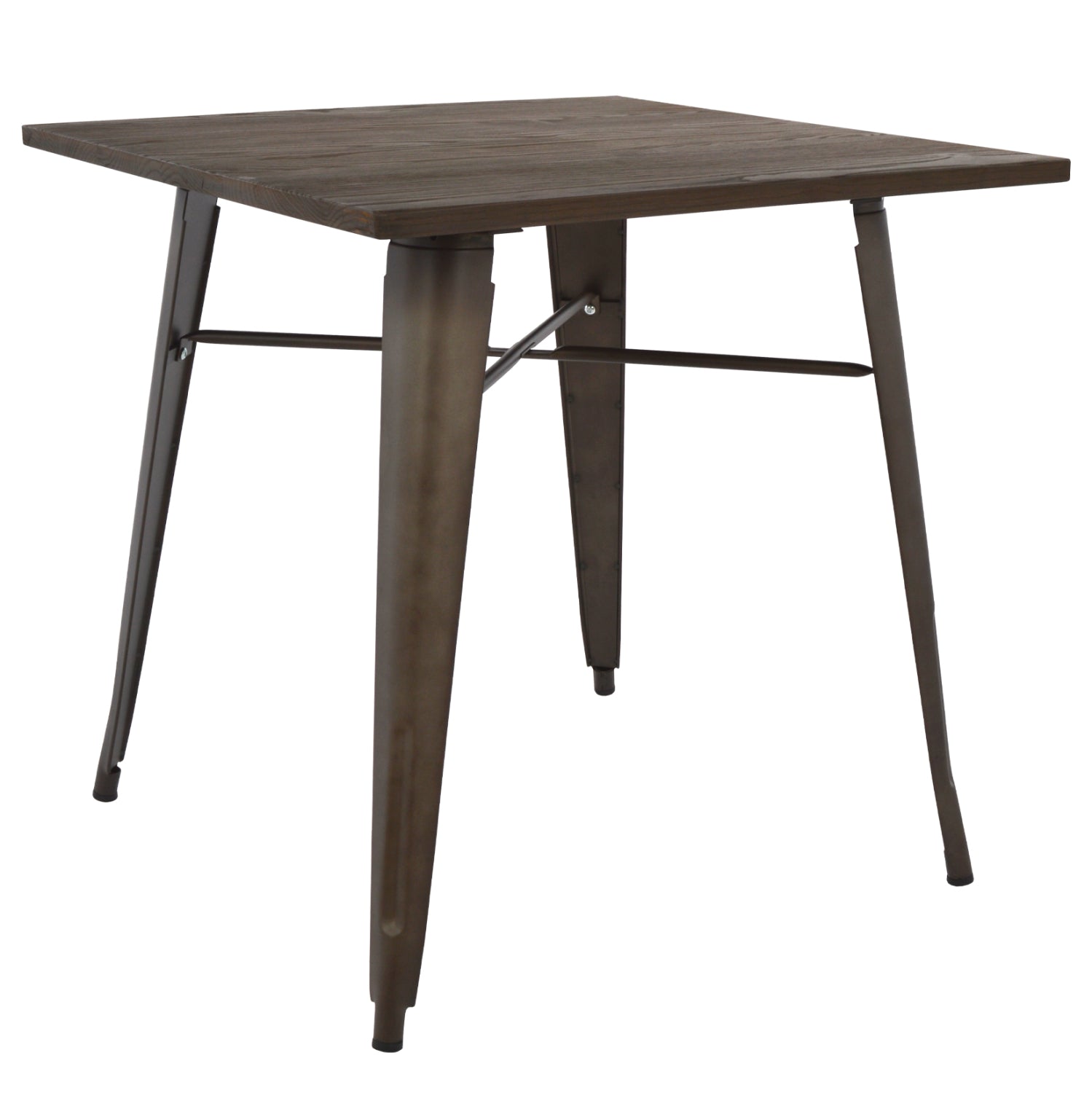 METAL TABLE IN RUSTY COLOR AND WOOD HM0611.04 80x80x76cm image 1