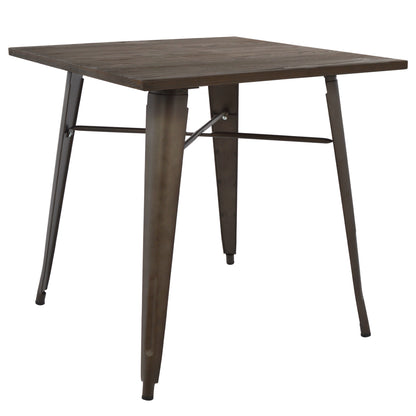 METAL TABLE IN RUSTY COLOR AND WOOD HM0611.04 80x80x76cm image 1