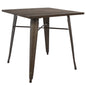 METAL TABLE IN RUSTY COLOR AND WOOD HM0611.04 80x80x76cm image 1