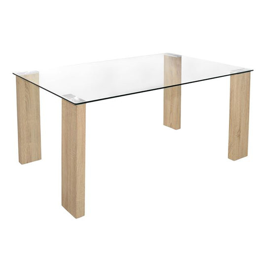 Dining Table Morgan 140x80x75cm HM0083.01 Glass with wooden legs image 1