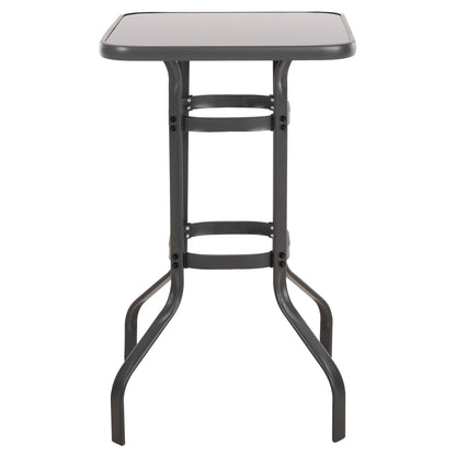 BAR TABLE SQUARE FIGGY HM6066.01 METALLIC GREY-TEMPERED GLASS 60x60x100Hcm.
