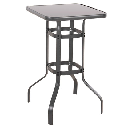 BAR TABLE SQUARE FIGGY HM6066.01 METALLIC GREY-TEMPERED GLASS 60x60x100Hcm. image 1