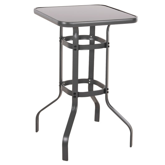 BAR TABLE SQUARE FIGGY HM6066.01 METALLIC GREY-TEMPERED GLASS 60x60x100Hcm. image 1