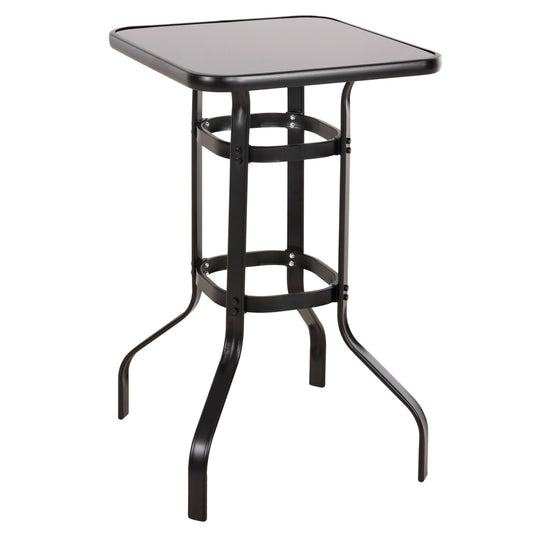 BAR TABLE SQUARE FIGGY HM6066.03 METALLIC BLACK-TEMPERED GLASS 60x60x100Hcm. image 1