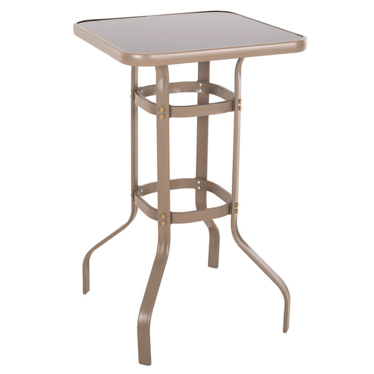 BAR TABLE SQUARE FIGGY HM6066.04 METALLIC CHAMPAGNE-COLORED-TEMPERED GLASS 60x60x100Hcm. image 1