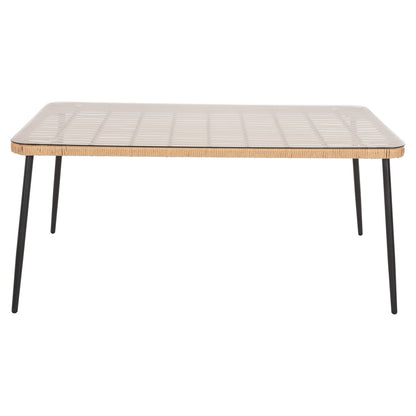 DINING TABLE RECTANGULAR ALLEGRA HM5538.11 BLACK METAL-P.E. RATTAN IN NATURAL 159,5x89,5x72Hcm.