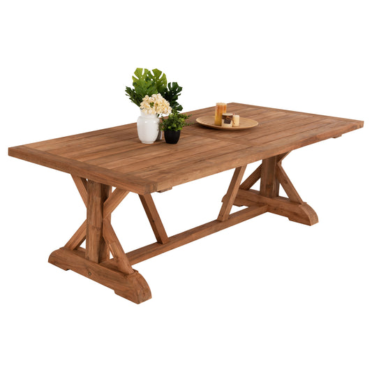 OUTDOOR CROSS LEG DINING TABLE HM5964 RECYCLED TEAK WOOD IN NATURAL COLOR 240x100x75Hcm. image 1