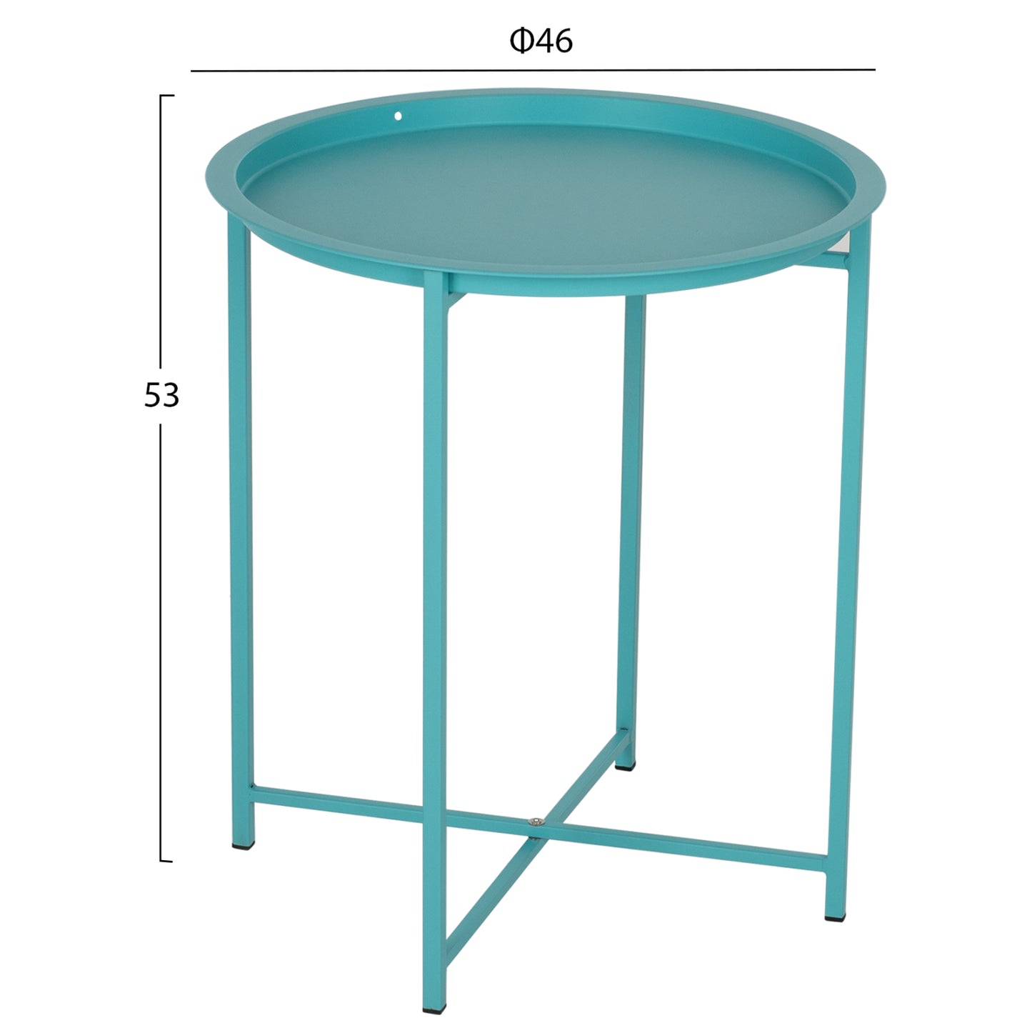 Сгъваем Страничен Масичка Самуел с Поднос в Тюркоаз Φ46x53Hcm