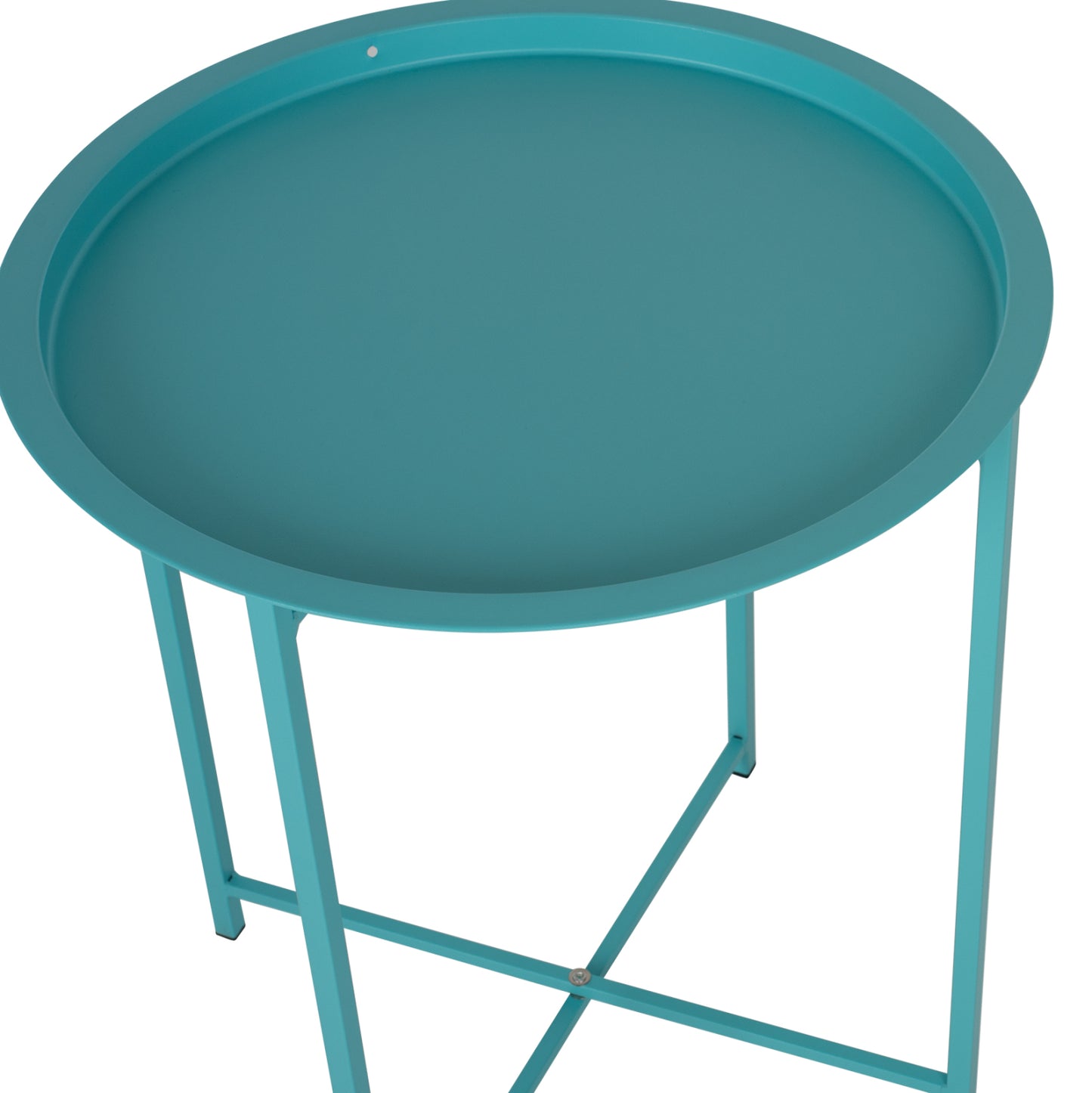 Сгъваем Страничен Масичка Самуел с Поднос в Тюркоаз Φ46x53Hcm