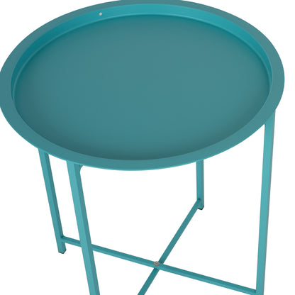 Сгъваем Страничен Масичка Самуел с Поднос в Тюркоаз Φ46x53Hcm