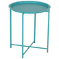 FOLDABLE SIDE TABLE SAMUEL HM5287.08 WITH REMOVABLE TRAY METALLIC TURQUOISE Φ46x53Hcm. image 1
