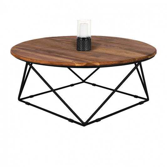Coffee Table Berlin HM8201.11 solid acacia wood Φ90X36,5Η image 1