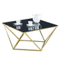 Coffee table Willow HM8613.01 with  black glass and gilded base 80X80X45 cm image 1