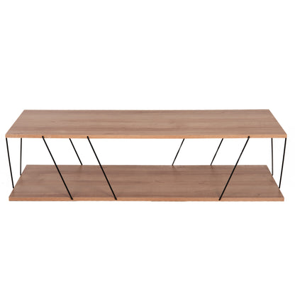 Масичка за кафе TARS с естествен дъб и метални крака 120Χ50Χ30Hcm