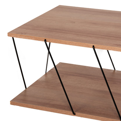 Масичка за кафе TARS с естествен дъб и метални крака 120Χ50Χ30Hcm