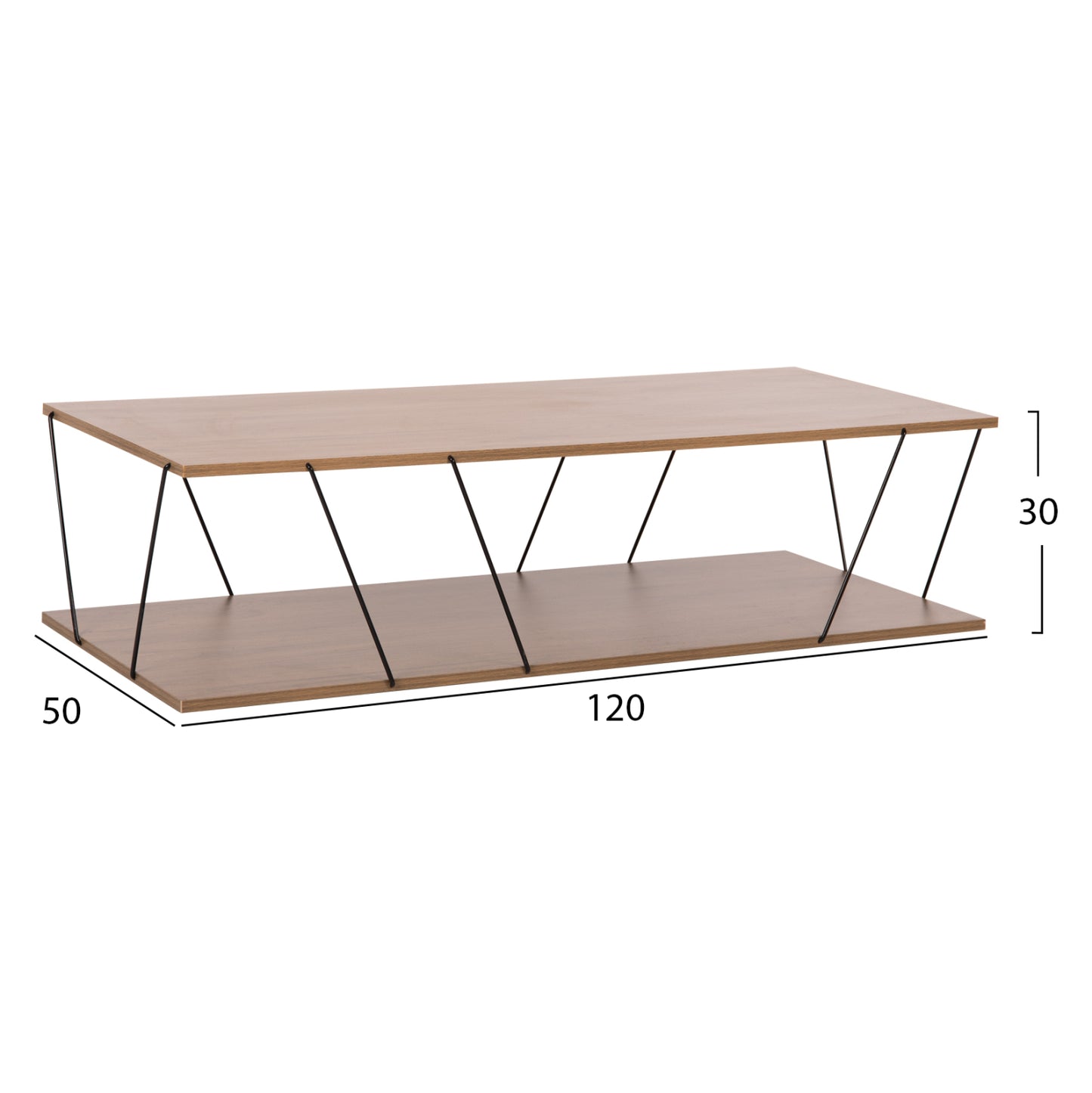 Кафе маса TARS с модерна визия и черни метални крака 120Χ50Χ30Hcm