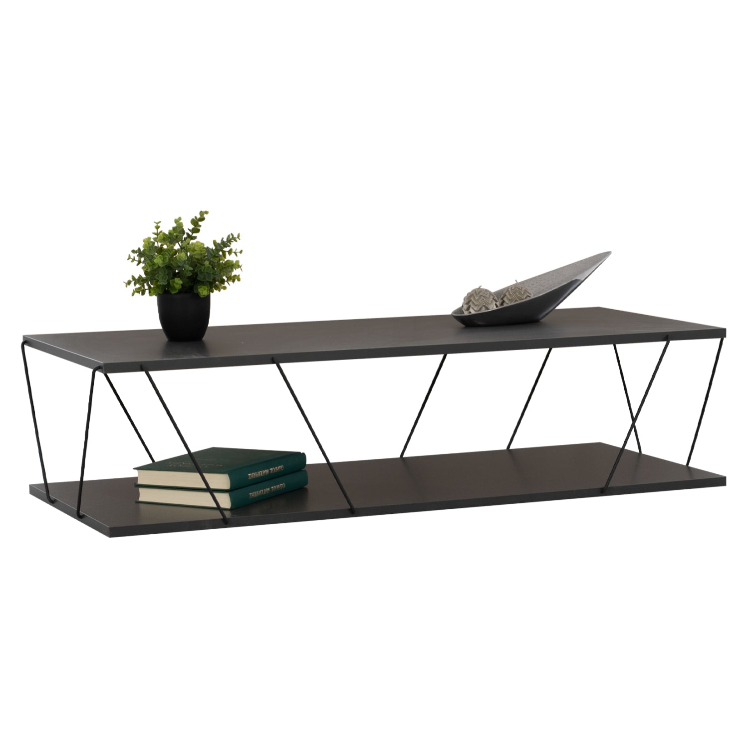 COFFEE TABLE TARS HM8927.20 GREY MELAMINE-BLACK METAL RODS 120Χ50Χ30Hcm. image 1