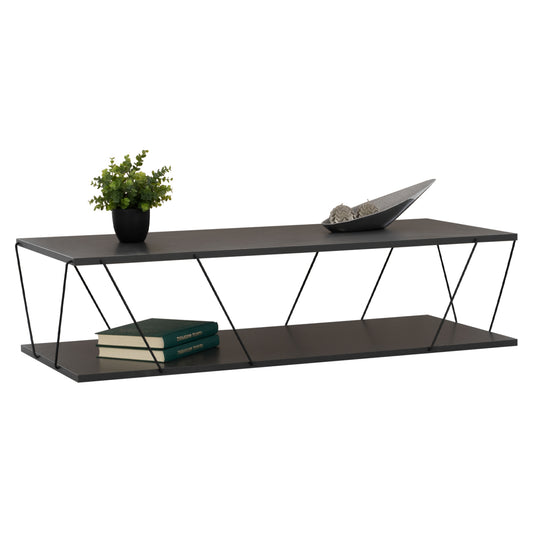 COFFEE TABLE TARS HM8927.20 GREY MELAMINE-BLACK METAL RODS 120Χ50Χ30Hcm. image 1