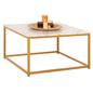 COFFEE TABLE BRAYLEN HM8942.11 MELAMINE WHITE MARBLE LOOK-GOLD BASE 75x75x43Hcm. image 1