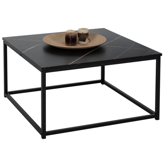 COFFEE TABLE BRAYLEN HM8942.13 SQUARE WITH MELAMINE BLACK MARBLE LOOK 75x75x43Hcm. image 1