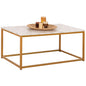 COFFEE TABLE SAFFRON HM8975.11 MELAMINE WHITE MARBLE LOOK-GOLD BASE 95x55x43.5Hcm. image 1