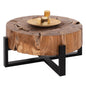 COFFEE TABLE MOBLEY HM9352 ROUND SOLID TEAK NATURAL COLOR Φ80x40H image 1