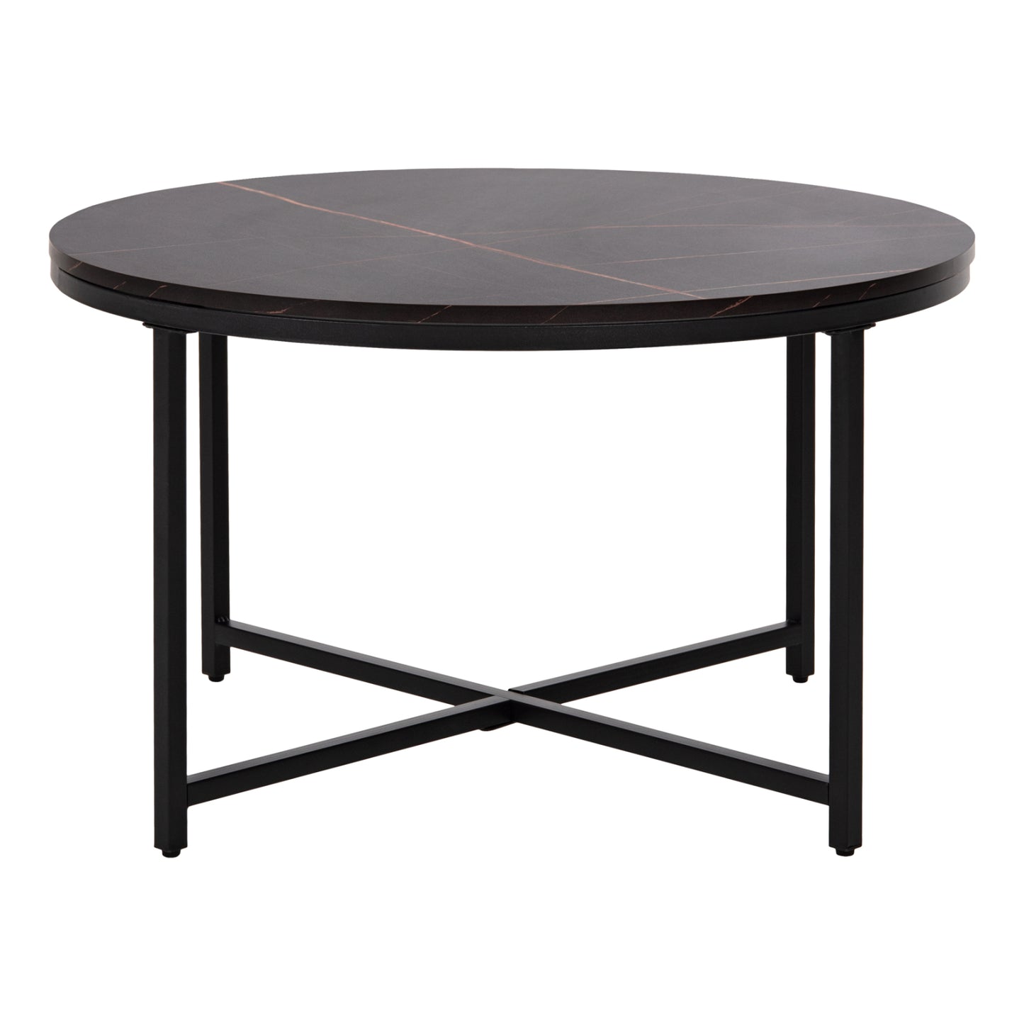 Кафе маса с черен мраморен плот и метални крака Φ80x48,5Hcm