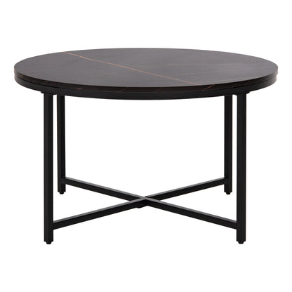 Кафе маса с черен мраморен плот и метални крака Φ80x48,5Hcm