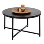 COFFEE TABLE HM9420.03 MELAMINE BLACK MARBLE-BLACK METAL LEGS Φ80x48,5Hcm. image 1