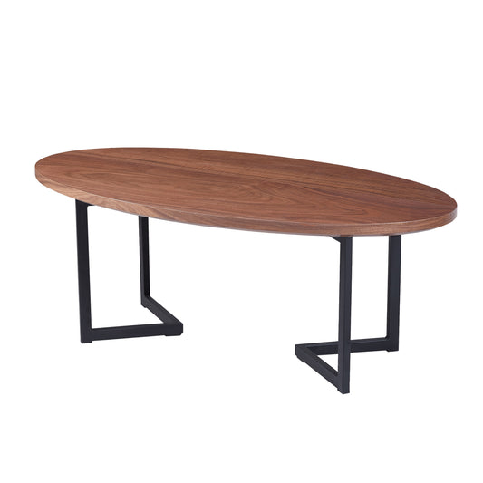 COFFEE TABLE HM9468.02 MDF WITH WALNUT WOOD VENEER TOP-METAL LEGS 120x60x45,5Hcm. image 1