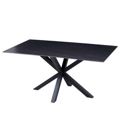 COFFEE TABLE HM9470.04 BLACK MARBLE SINTERED STONE TOP-BLACK METAL BASE 120x60x45,5Hcm. image 1