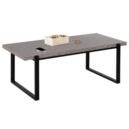 COFFEE TABLE SHABEN HM9585.02 MDF IN GREY MARBLE TABLETOP-BLACK METAL BASE 120x60X46Hcm. image 1
