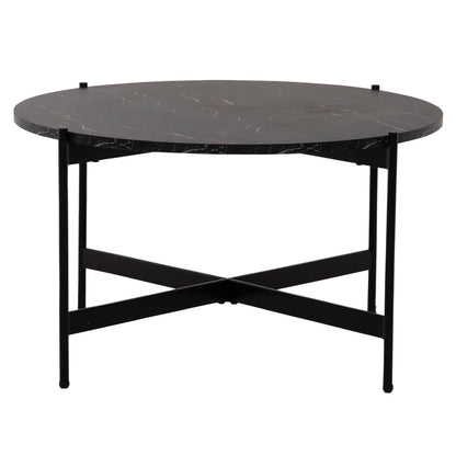 Кафе маса с черен мраморен плот и метална основа Φ80x45Hcm