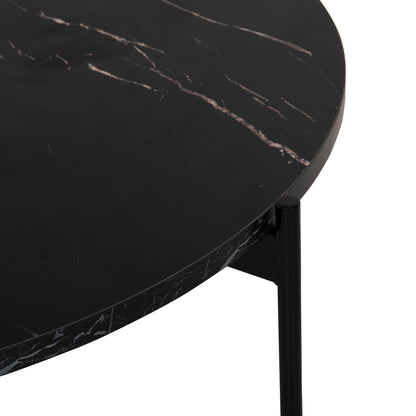 Кафе маса с черен мраморен плот и метална основа Φ80x45Hcm