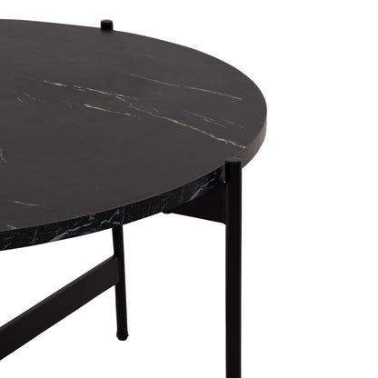Кафе маса с черен мраморен плот и метална основа Φ80x45Hcm