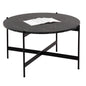COFFEE TABLE HM9588.01 MDF BLACK MARBLE TABLETOP-BLACK METAL BASE Φ80x45Hcm. image 1