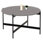 COFFEE TABLE HM9588.02 MDF GREY MARBLE TABLETOP-BLACK METAL BASE Φ80x45Hcm. image 1