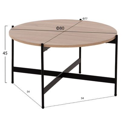 Кафе маса с MDF плот и метална основа Φ80x45Hcm