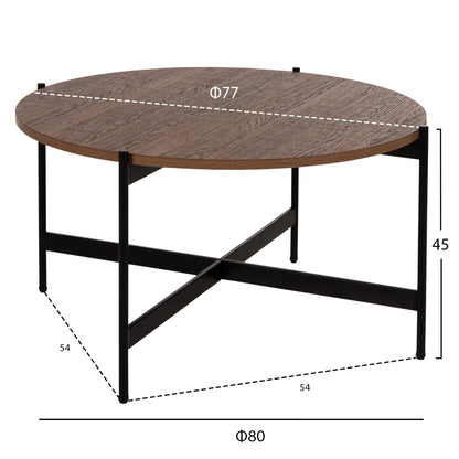 Кафе маса с MDF плот и черна метална основа Φ80x45Hcm