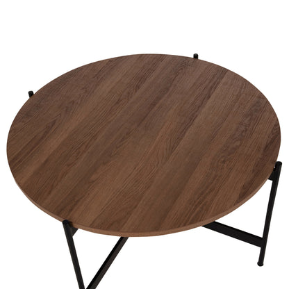 Кафе маса с MDF плот и черна метална основа Φ80x45Hcm