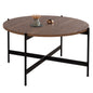 COFFEE TABLE HM9588.04 MDF WHITE WALNUT TABLETOP-BLACK METAL BASE Φ80x45Hcm. image 1