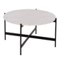 COFFEE TABLE HM9588.05 MDF WHITE MARBLE TABLETOP-BLACK METAL BASE Φ80x45Hcm. image 1