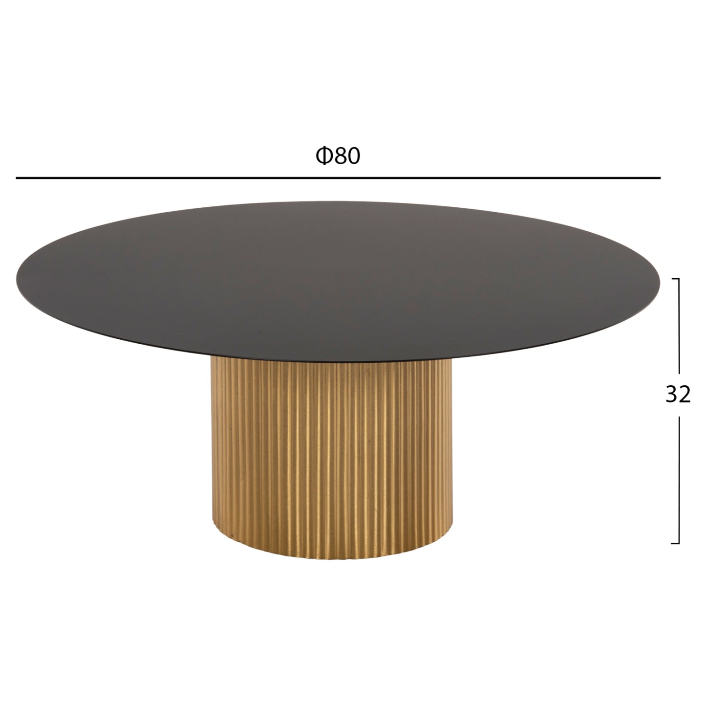 Кафе маса CLAD с Метален Златен и Черен Топ Φ80x32H см.